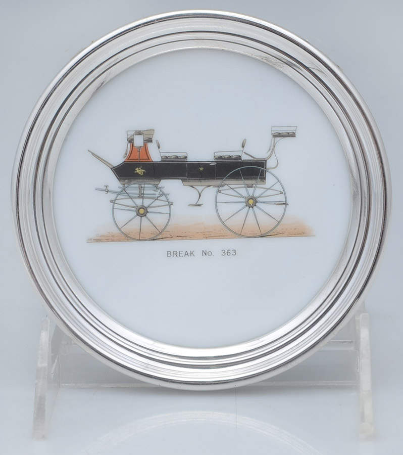 558 (Sterling, Hollowware) Decorated Milk Glass Coaster with Sterling Rim by lenox-1