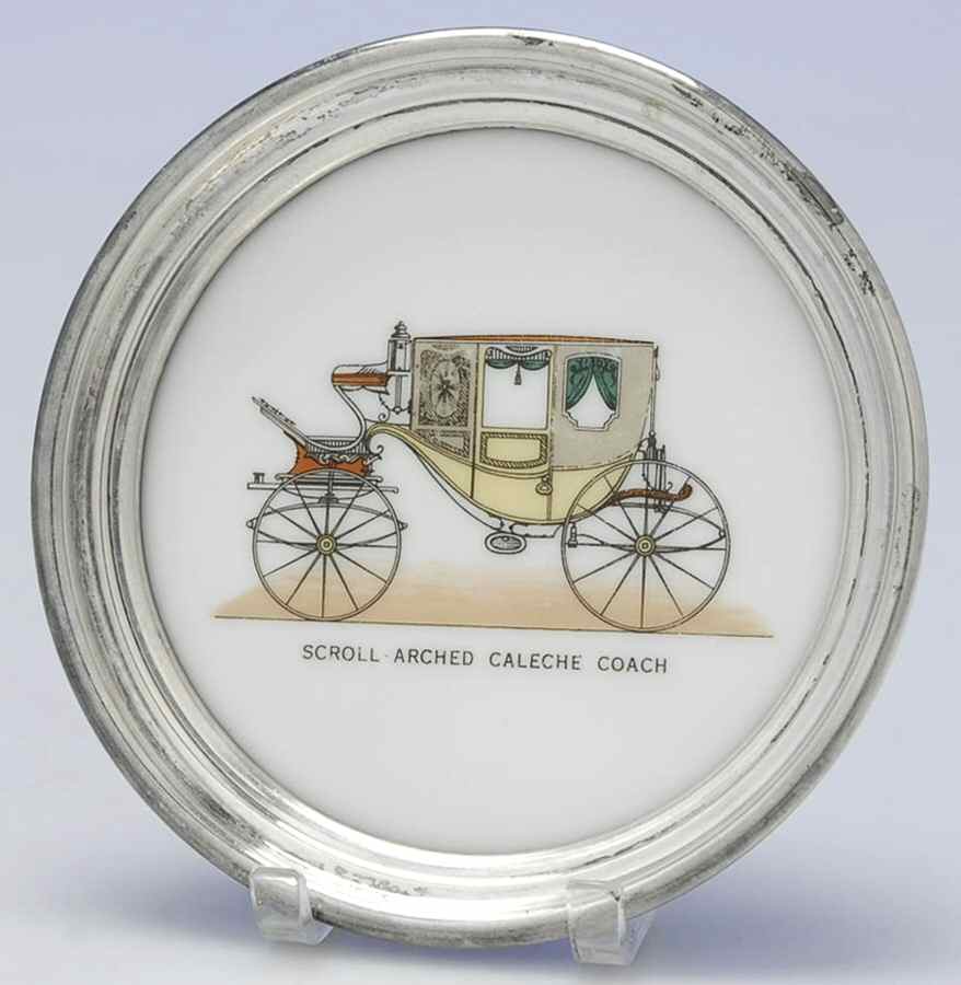 558 (Sterling, Hollowware) Decorated Milk Glass Coaster with Sterling Rim by lenox-1