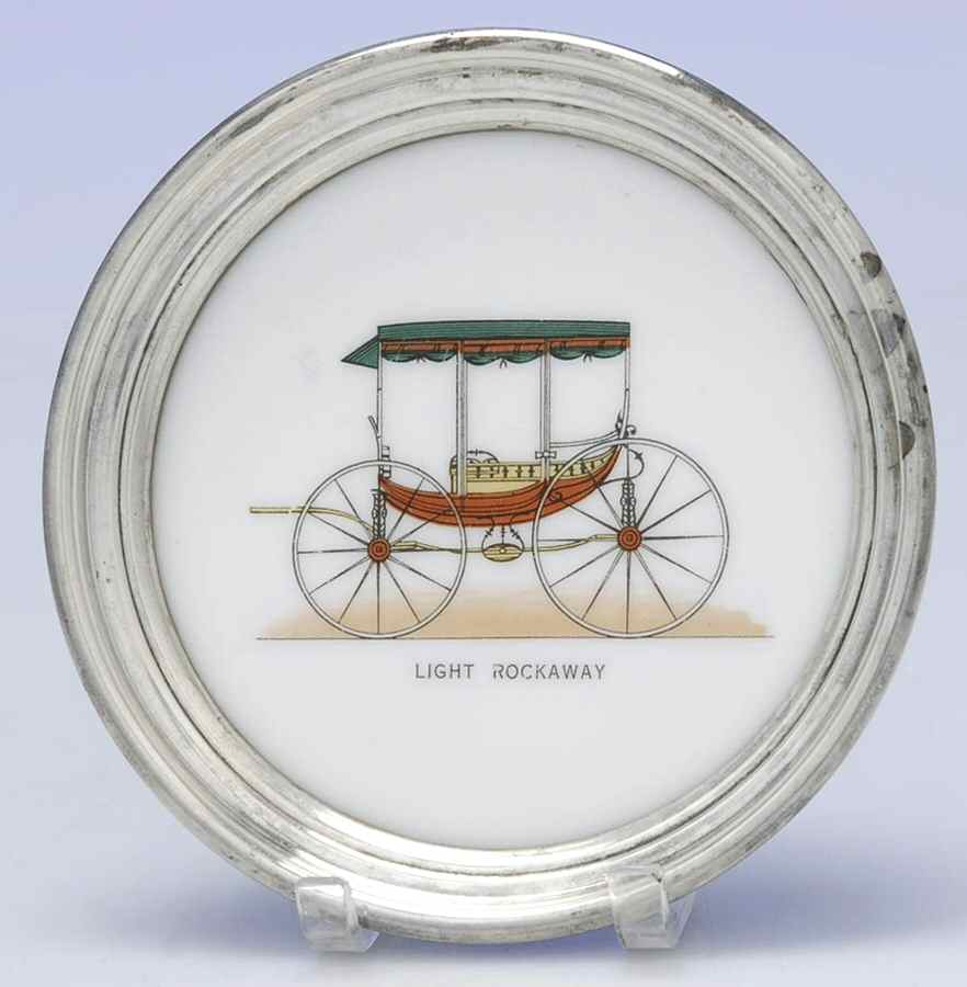 558 (Sterling, Hollowware) Decorated Milk Glass Coaster with Sterling Rim by lenox-1