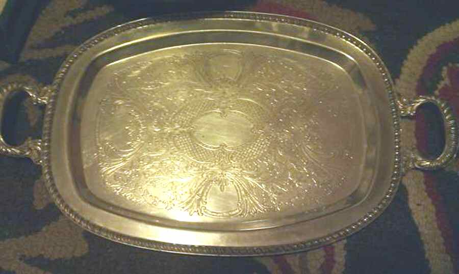 LMN1 (SILVERPLATE, HOLLOWWARE) Large Silverplate Waiter Tray by Lehman Bros Silver-1