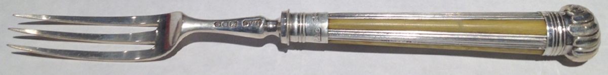 LCN4 (Sterling) Small Steak Carving Fork with Stainless Prongs by Lionel A Crichton-1