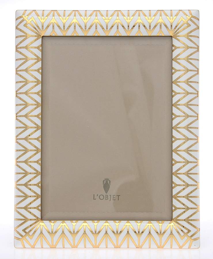 Chevron (Gold Electroplate, Hollowware) 5" X 7" Picture Frame by L'Objet-1