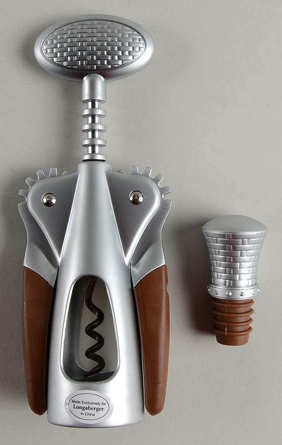 Stainless Hollowware Wine Set (Corckscrew & Wine Stopper) by Longaberger (Metal)-1