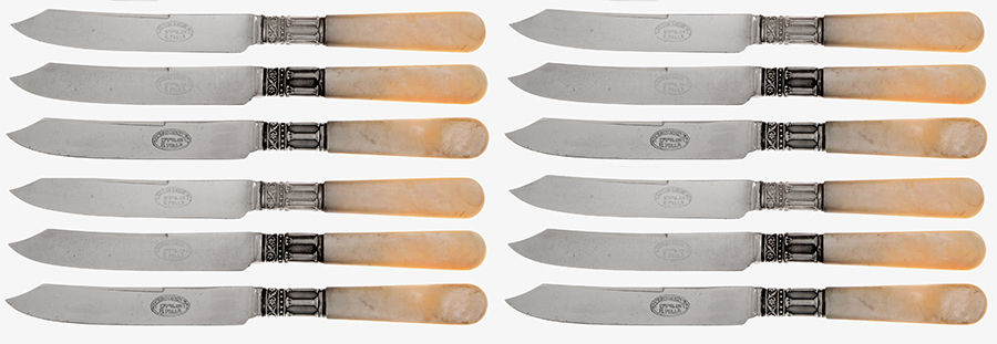 Pearl Handle 3 (Sterling) (Set of 12) Pearl Handle Individual Fruit Knives by Lamson & Goodnow-1