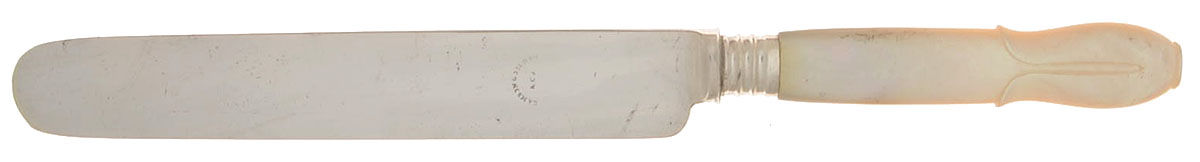 Pearl Handle 4 (Silverplate) Dessert Knife with Silverplate Blade by Lamson & Goodnow-1