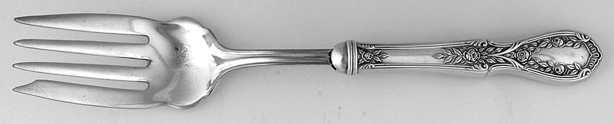 American Beauty (Sterling, 1935) Medium Cold Meat Serving Fork, Plated Tines by Manchester-1