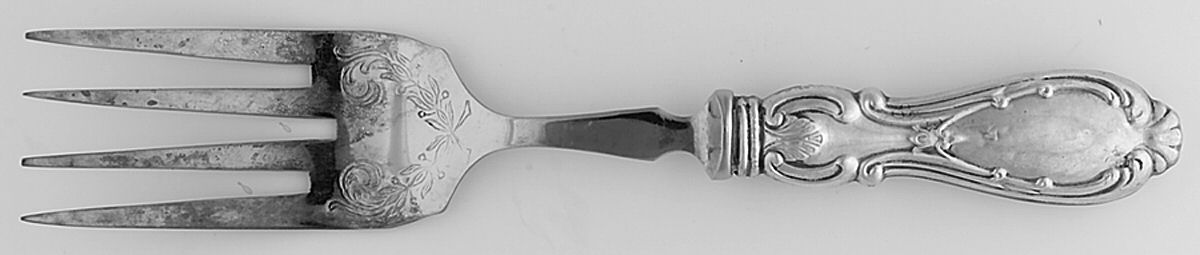 Orleans (STERLING) Large Cold Meat Serving Fork, Plated Tines by Michael C Fina-1
