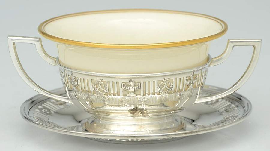 Adam (Sterling, Hollowware) Bouillon Cup & Lenox Liner w/Underplate by Matthews -1
