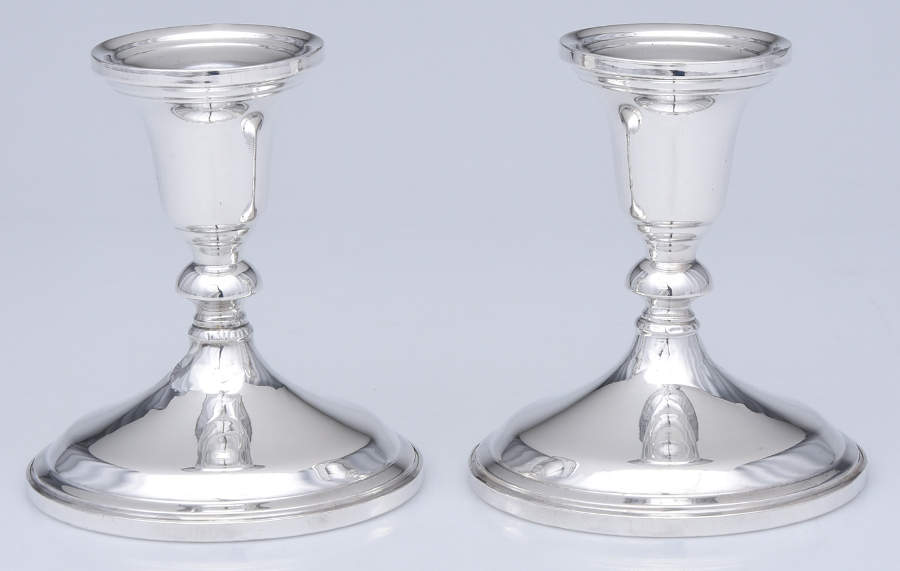 0826 (Sterling, Hollowware) Pair of Weighted Console Candleholders by Mueck-Cary-1