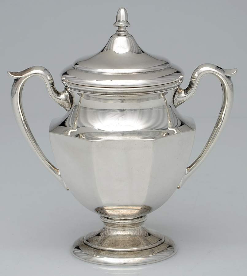 409 (Sterling, Hollowware) Sugar Bowl & Lid by M Fred Hirsch-1