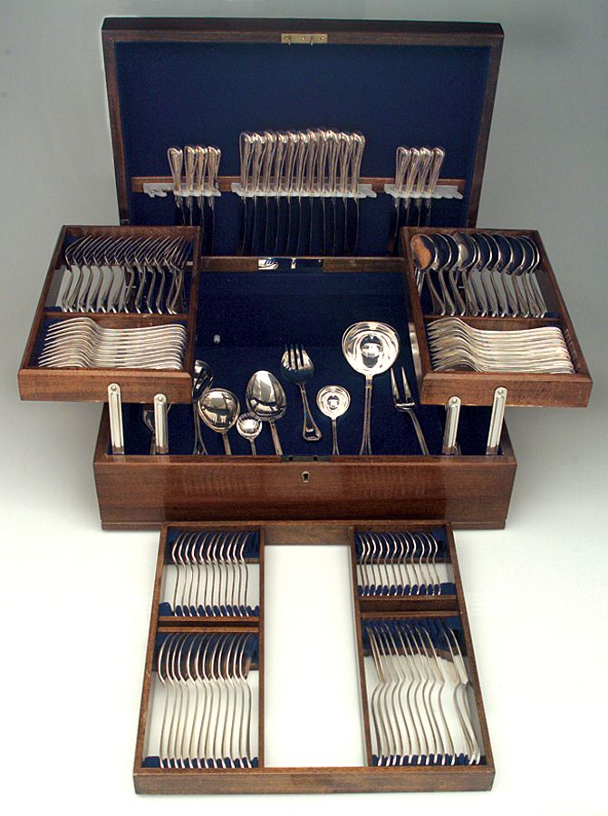 MXD1 (Silverplate) 124pc Set W/Serving & Place Setting W/Wood Chest by Meridional-1