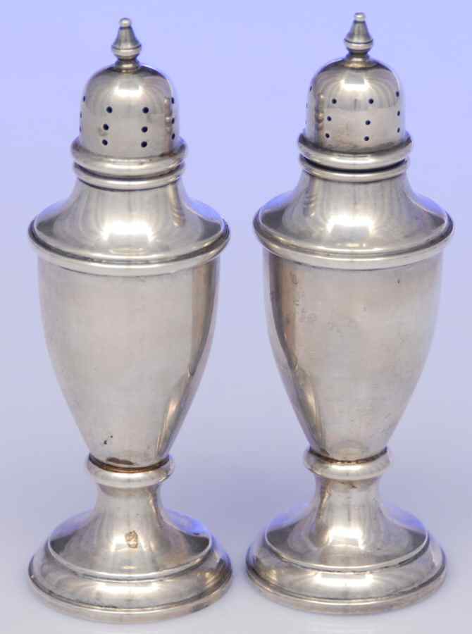 66 (Sterling, Hollowware) Salt and Pepper Set by Michael C Fina-1