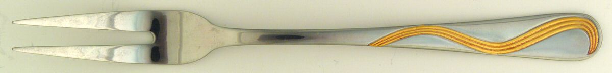 M4S5 (Stainless, Gold Accent) Small 2-Tine Cold Meat Serving Fork by Maas Silver-1
