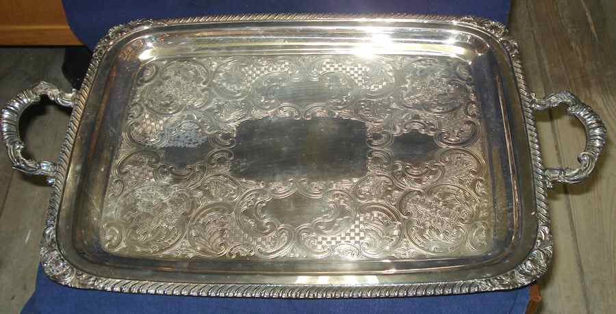 1244 (Silverplate, Hollowware) Silverplate Waiter Tray by Marlboro Plate-1