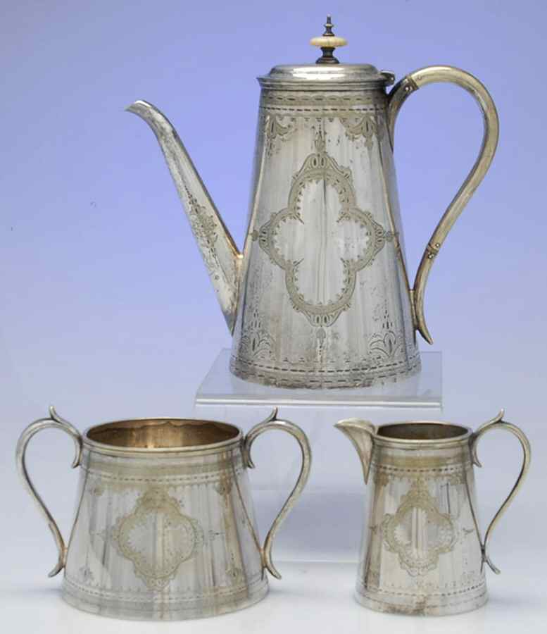 MPB1 (Silverplate, Hollowware) 3 PC Coffee Set (CP, CR, SUO) by Mappin Brothers-1
