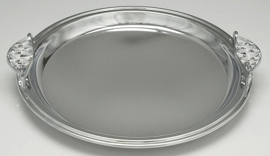 ChromeHollowware 13" Handled Round Tray by Milbern Creations-1