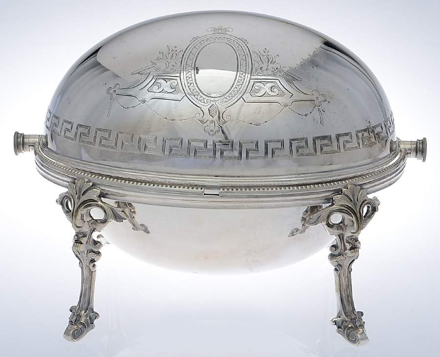 Silverplate Hollowware Oval Roll Top Vegetable Bowl by Mappin Brothers-1