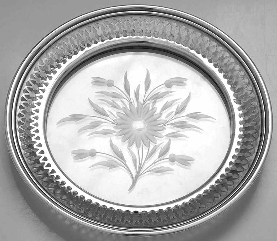 2117-1 (Sterling, Hollowware) Crystal Lemon Dish with Sterling Rim by Matthews -1