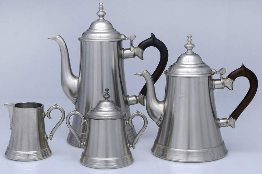 Pewter Hollowware (4 Pc) Coffee Set (CP, TP, CR & SU) by Metawa-1
