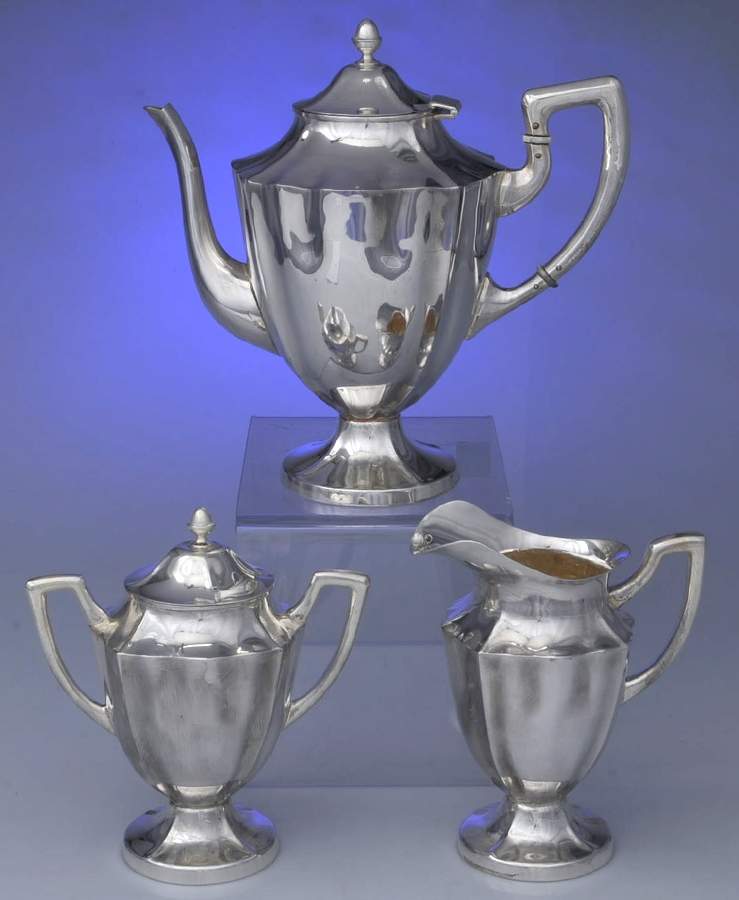 267 (Sterling, Hollowware) 3-Piece Coffee Set with Coffee Pot by Maciel-1