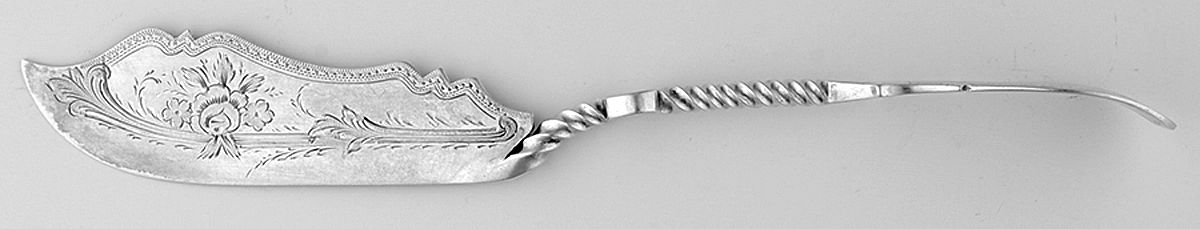 M6D1 (Coin) Flat Twisted Handle Master Butter Knife Bright Cut by Meadows & Company-1