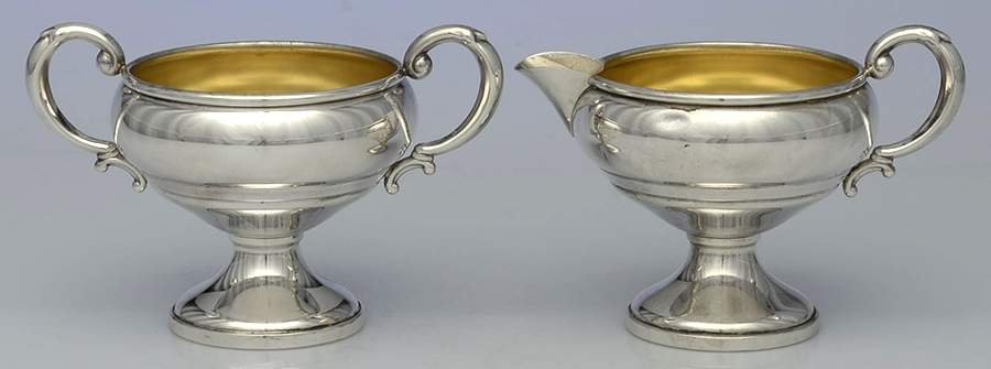 3277 (Sterling, Hollowware) Weighted Creamer & Open Sugar Set by Mueck-Cary-1