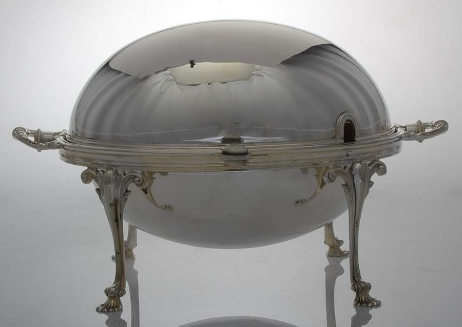 1365 (Silverplpate, Hollowware) Oval Roll Top Vegetable Bowl by Marples & Co-1