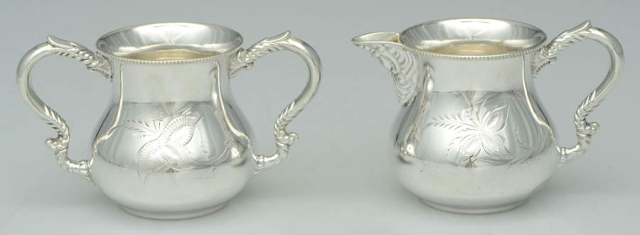 23 (Silverplate, Hollowware) Creamer & Open Sugar Set by Manhattan Silverplate-1