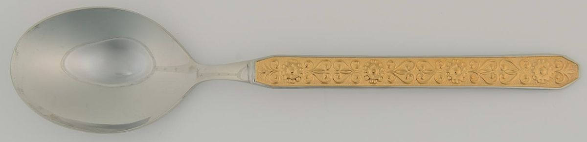 Gold Esperanza (Stainless) Round Bowl Soup Spoon (Gumbo) by Noritake Silver-1