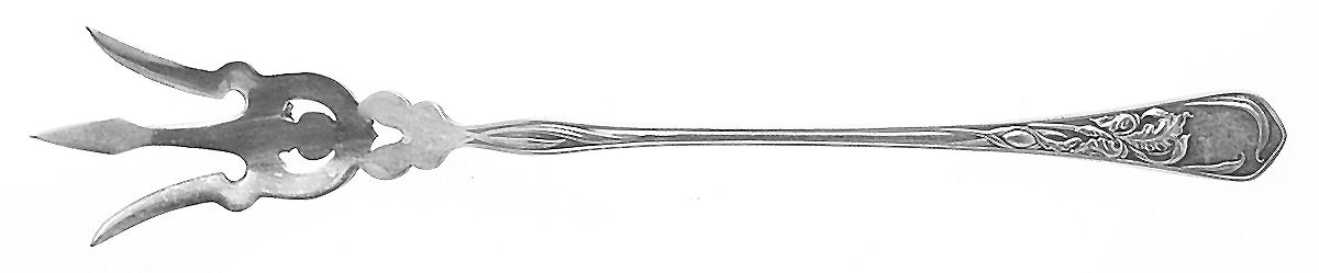 Iris (Silverplate, 1902) Large Lettuce Serving Fork by National Silver Co-1
