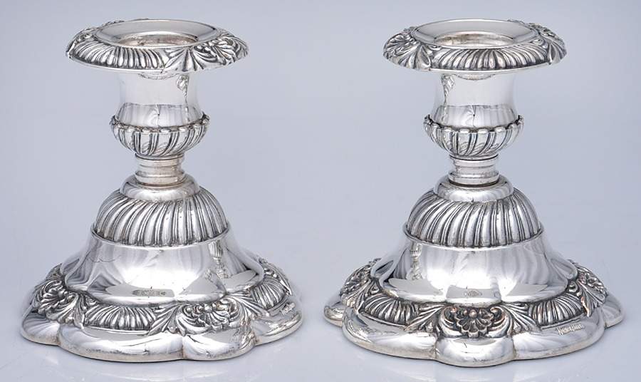 Silverplate Hollowware Pair of 4" Candlesticks by Neiman Marcus-1