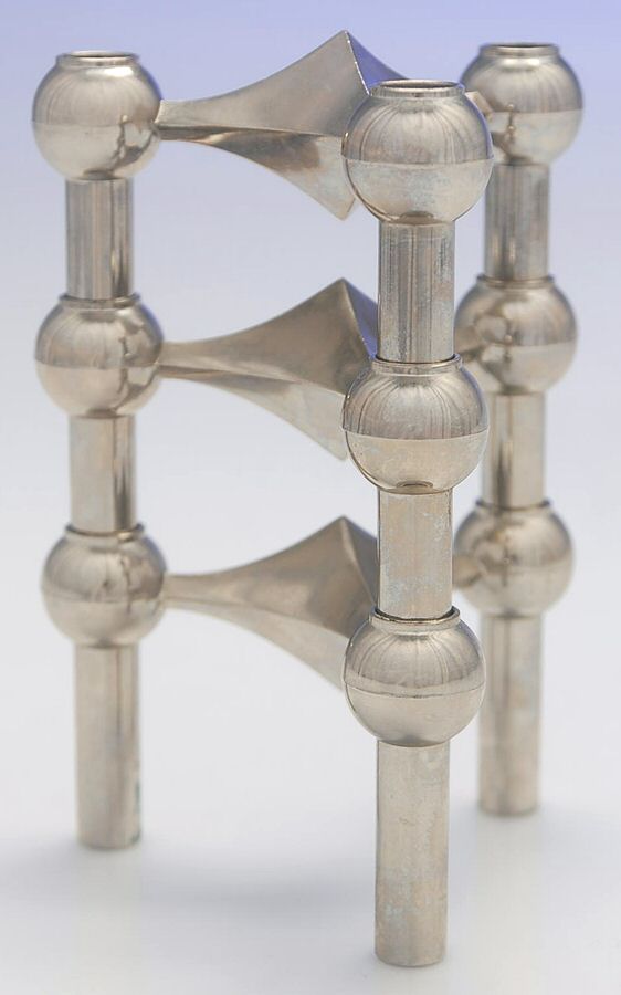 Stainless Hollowware Set of 3 Stackable Taper Candleholder (Holds 3) by Nagel Stainless-1
