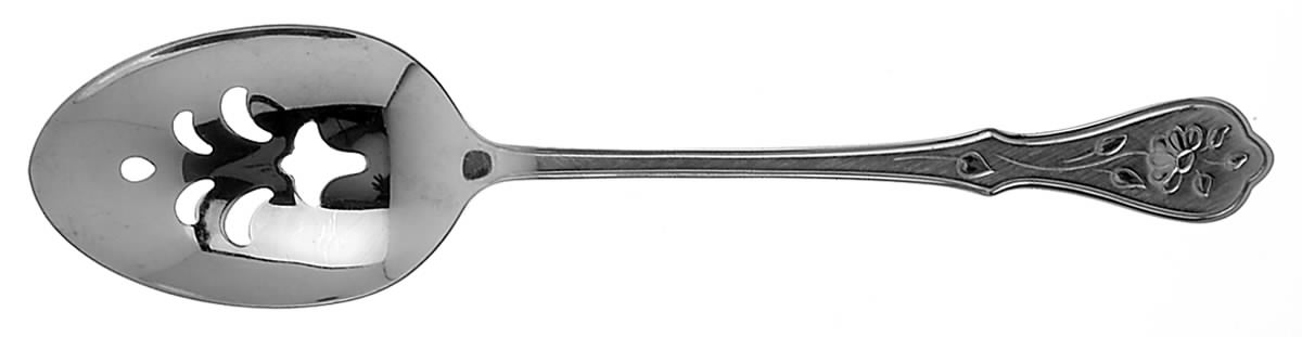 Dighton Rose (Stainless) Pierced Tablespoon (Serving Spoon) by Oneida Silver-1