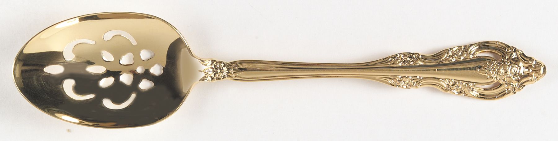 Golden Artistry (Gold Electroplate) Pierced Tablespoon (Serving Spoon) by Oneida Silver-1