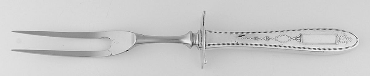 Grosvenor (Silverplate, 1921, No Monograms) Small Steak Carving Fork with Stainless Prongs by Oneida Silver-1