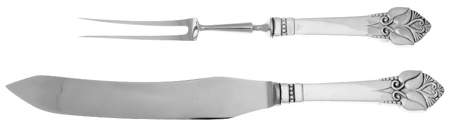 Greta (Sterling) Small Stainless Blade 2-Piece Steak Carving Set by OV Mogensen-1