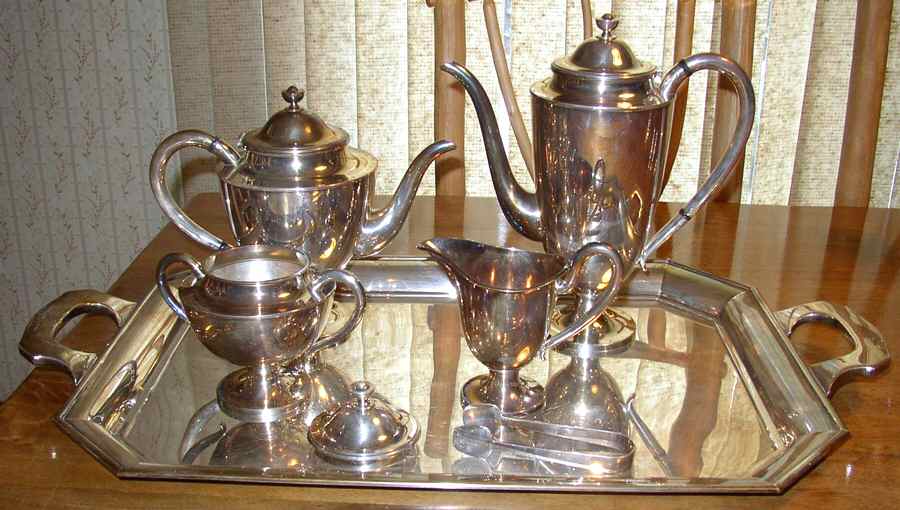 Sterling Hollowware 5 Piece Tea Set (SCP, STP, SCR, SSU, WTL) by Okubo-1