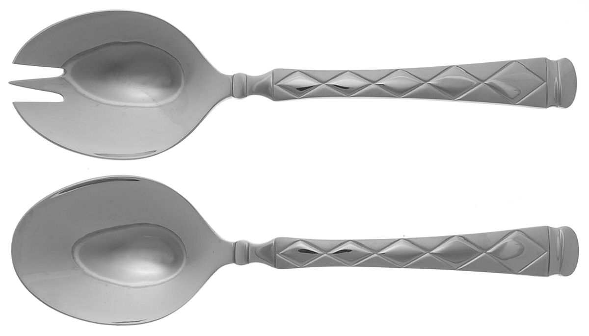 Diamant Frost (Stainless) (2 Pc) Solid Salad Set by Oneida Silver-1