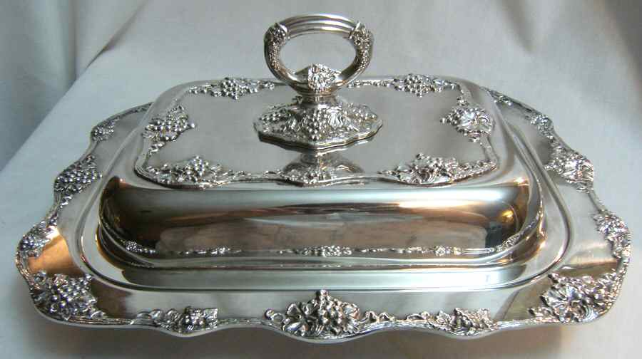 Grape (Silverplate, Hollowware) Double Vegetable Bowl by Oneida Silver-1