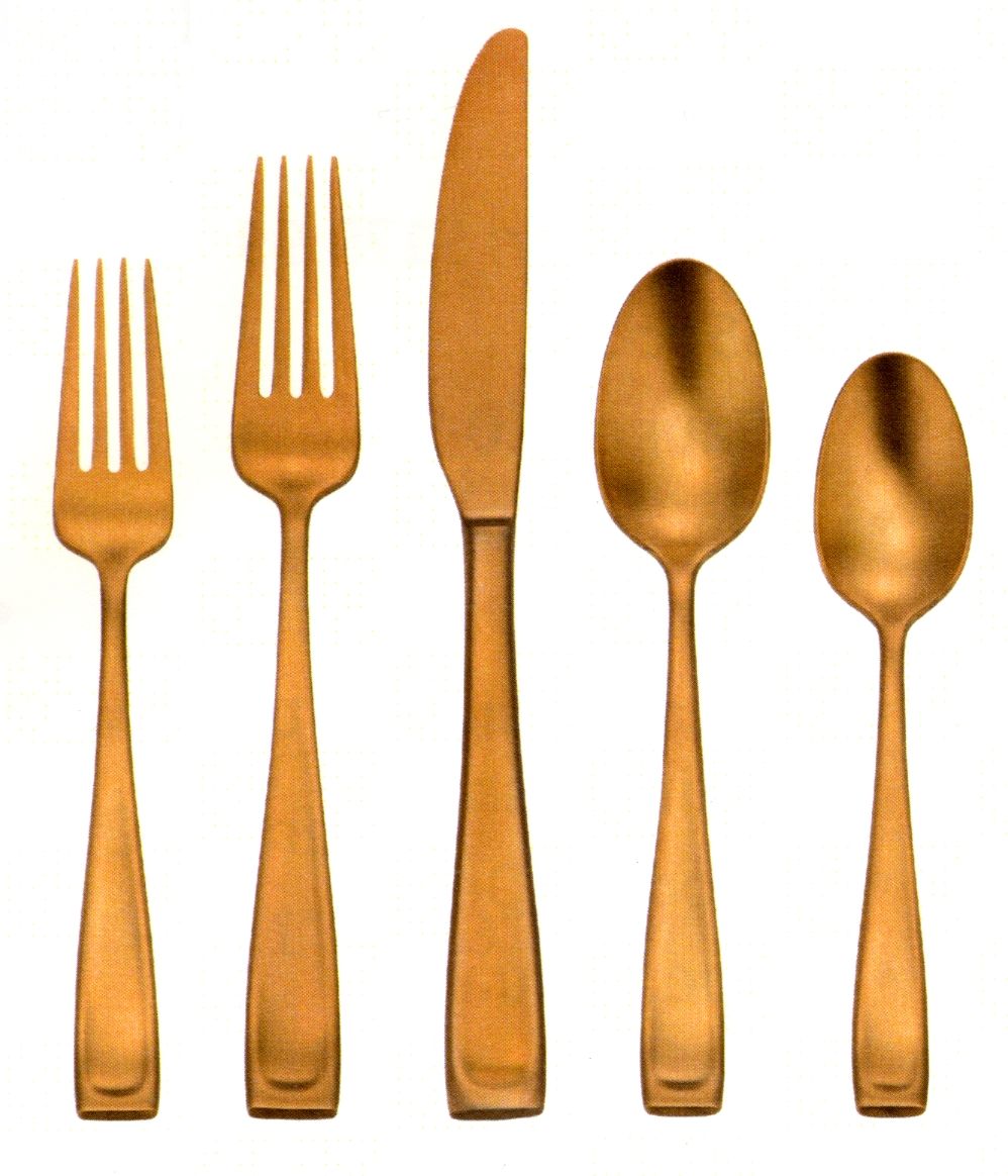 Moda Lux (Gold Electroplate) Fork by Oneida Silver-1