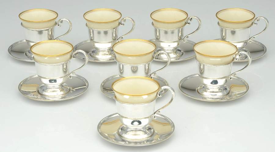 Sterling Hollowware Demi Cup and Saucer with Lenox Liner - Set of 8 by Ovingtons-1