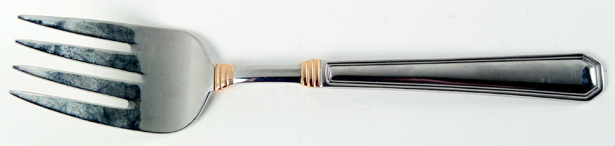 Golden Providence (Stainless, Gold Accent) Medium Solid Cold Meat Serving Fork by Pfaltzgraff-1