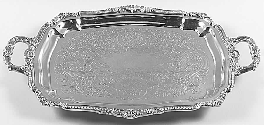 Lancaster Rose (Silverplate, Hollowware) Medium Footed Waiter Tray by Poole Silver -1