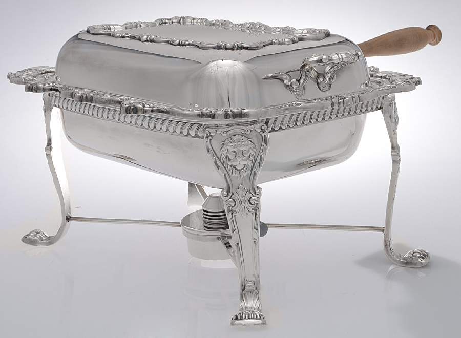 Old English (Silverplate, Hollowware) Chafing Dish W/Lid, Burner & Stand by Poole Silver -1