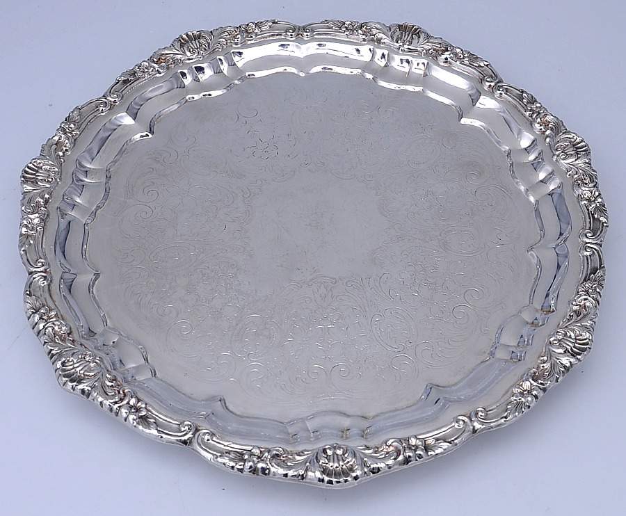 Old English (Silverplate, Hollowware) Round Silverplate Tray by Poole Silver -1