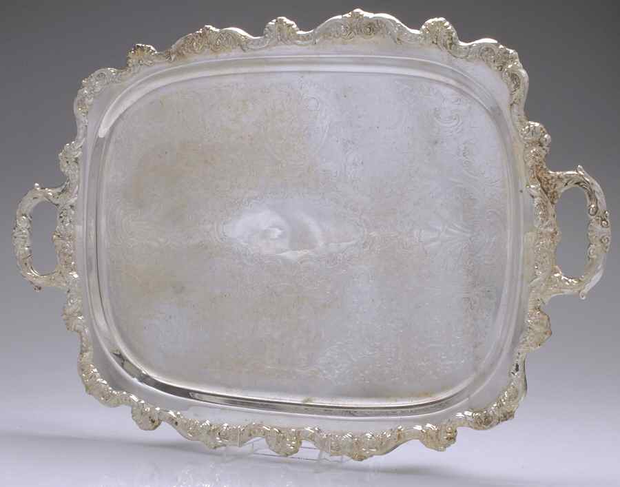 Old English (Silverplate, Hollowware) Medium Footed Waiter Tray by Poole Silver -1