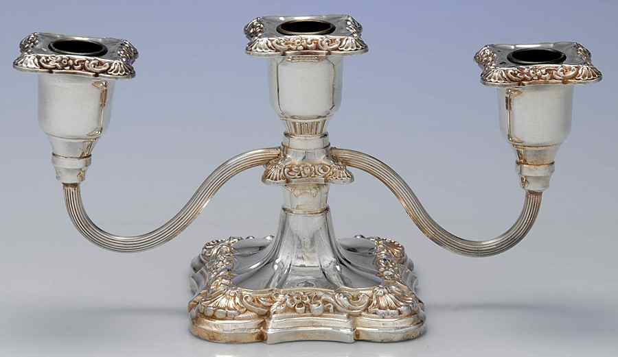 Old English (Silverplate, Hollowware) Small 3-Light Candelabra by Poole Silver -1