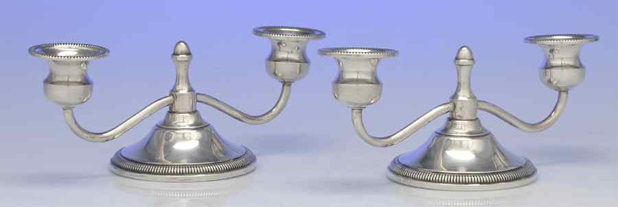 70 (Sterling, Hollowware) Small 2-Light Sterling Candelabra by Preisner-1
