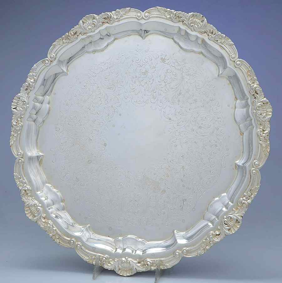 3208 (Silverplate, Hollowware) 16" Round Footed Tray by Poole Silver -1