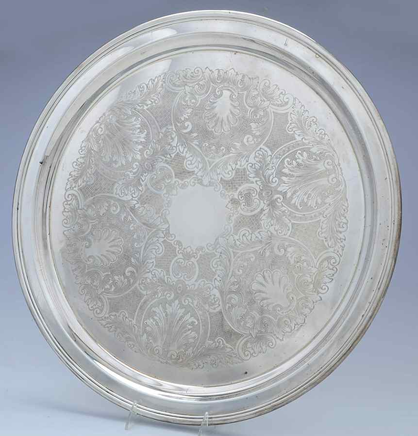 P585 (Silverplate, Hollowware) 20" Round Waiter Tray by Pilgrim Silver-1